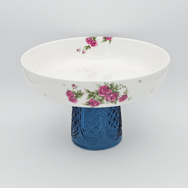 Golesorkhi Low Bowl With Gold Touches & Blue Stand