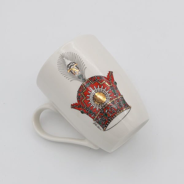 Hand Painted Pahlavi Crown Mug with Gold Accents