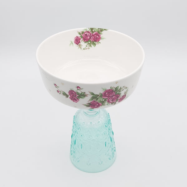 Golesorkhi Bowl With Gold Touches & Turquoise Glass Stand