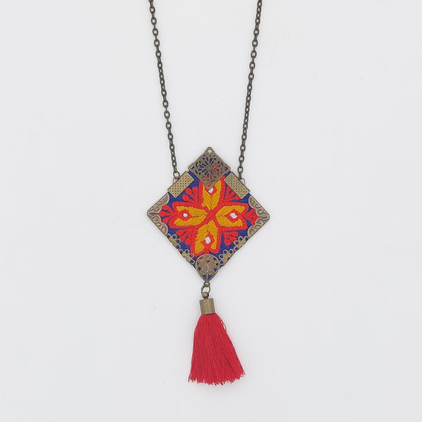 Handmade Balouchi Necklace with Red Tassel