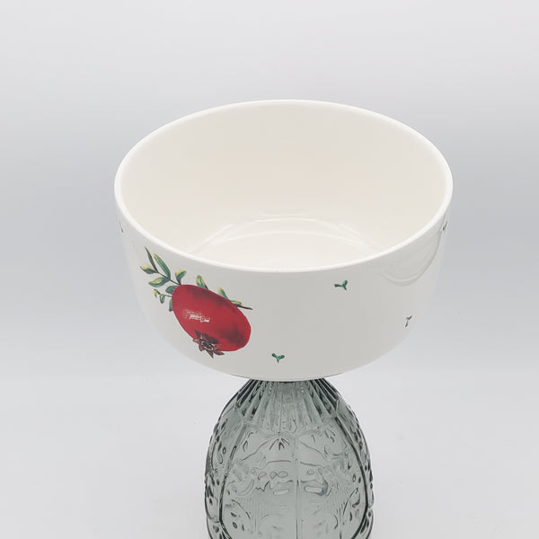 Pomegranate Deep Bowl With Tall Glass Stand
