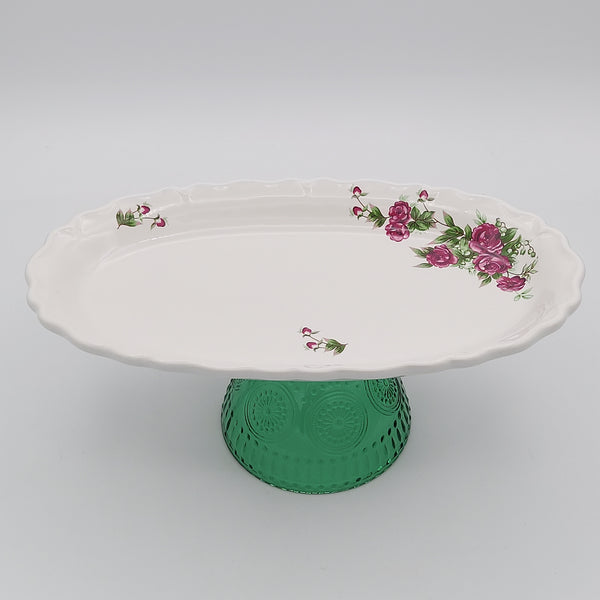 Golesorkhi Oval Plate with Short Green Stand