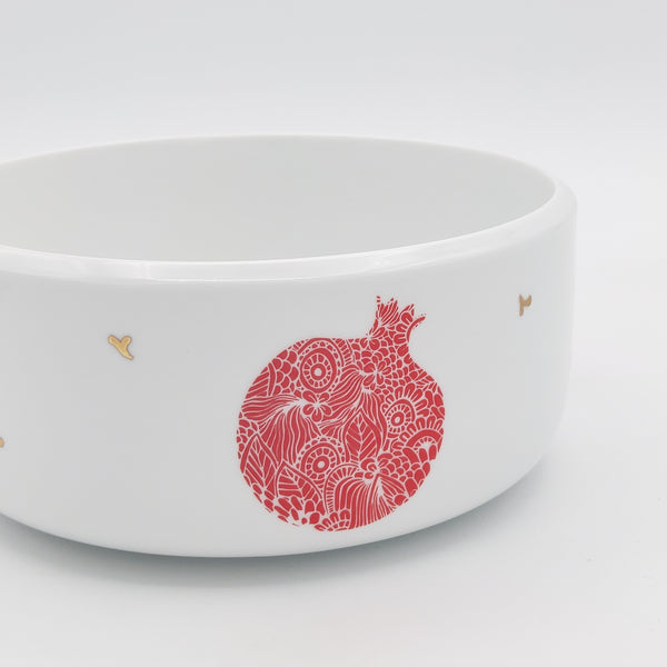 Pomegranate Bowl with Gold Touches