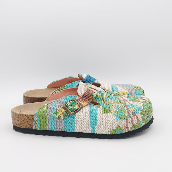 Grey & Light Blue Vintage Gobelin Sandals [Size 7.5]