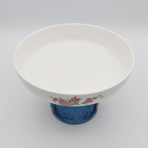 Golesorkhi Large Shallow Bowl With Short Blue Glass Stand
