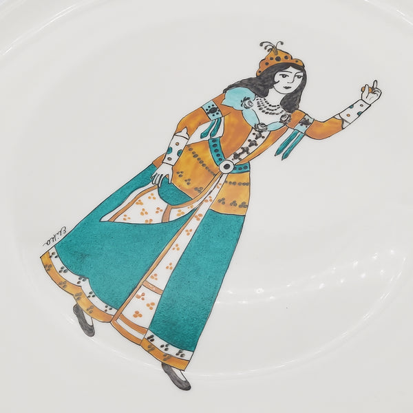 Hand Painted Saffron Qajar Lady Plate