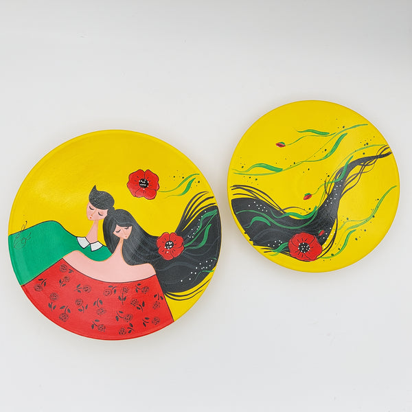 "Shaghayegh Gisoo" Hand Painted Decorative Plate (Set of 2)