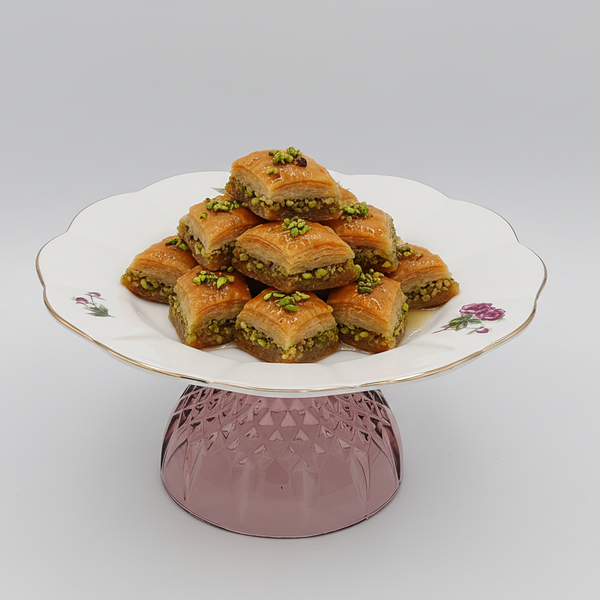 Wavy Rim Golesorkhi Appetizer Plate With Glass Stand
