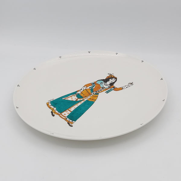 Hand Painted Saffron Qajar Lady Plate