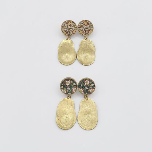 Adorn-Khatam Brass-Gold Finish Earring
