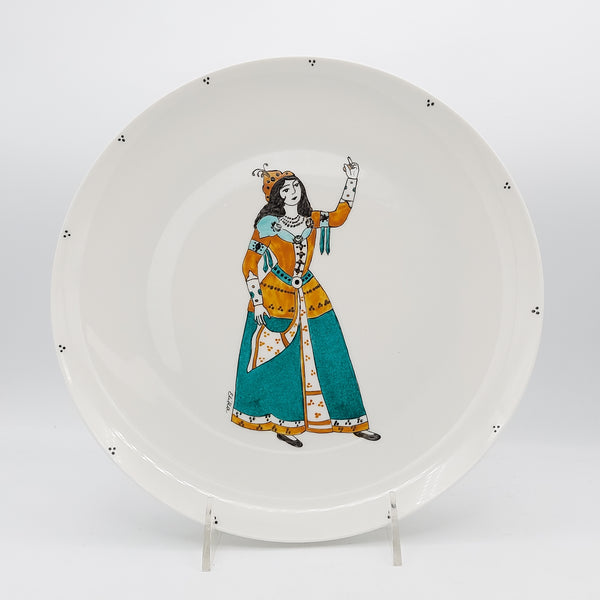 Hand Painted Saffron Qajar Lady Plate