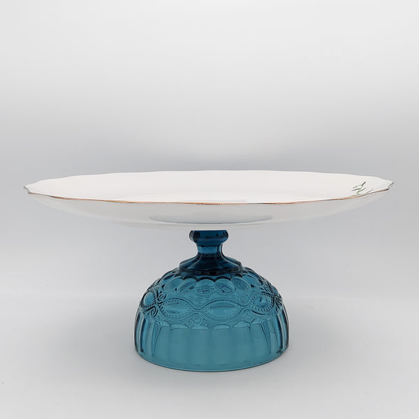 Hand Painted Persian Angel Serving Dish with Glass Stand