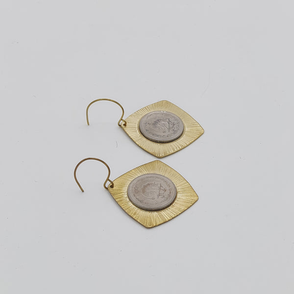 Pahlavi Curved Square Earrings