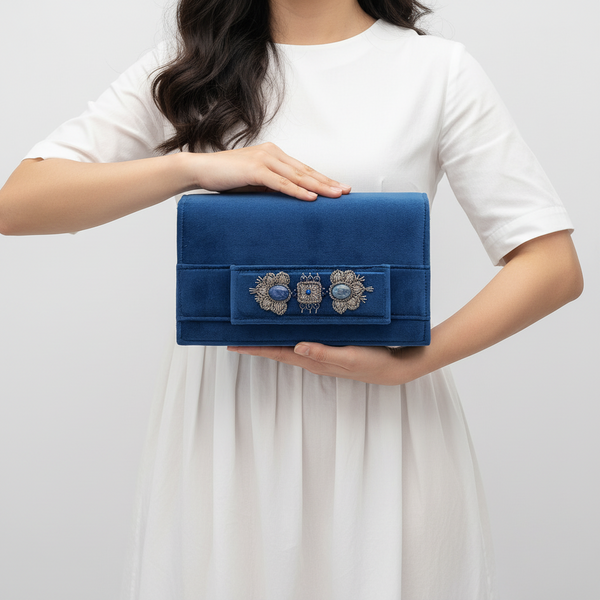Dark Blue Amood Clutch with Lapis