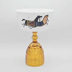 Torkaman Horses Deep Bowl with Amber Stand