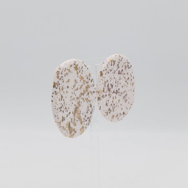 Gold-Speckled Round Ceramic Earrings