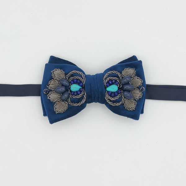 Dark Blue Nader Bowtie with Turquoise & Blue Jade