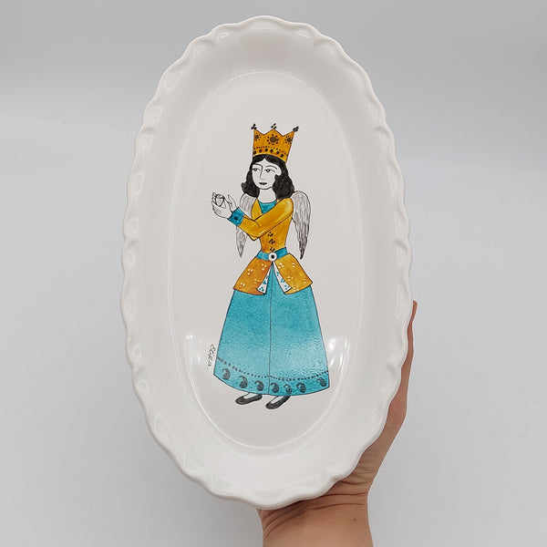 Hand Painted Regal Angel Qajar Lady Dish
