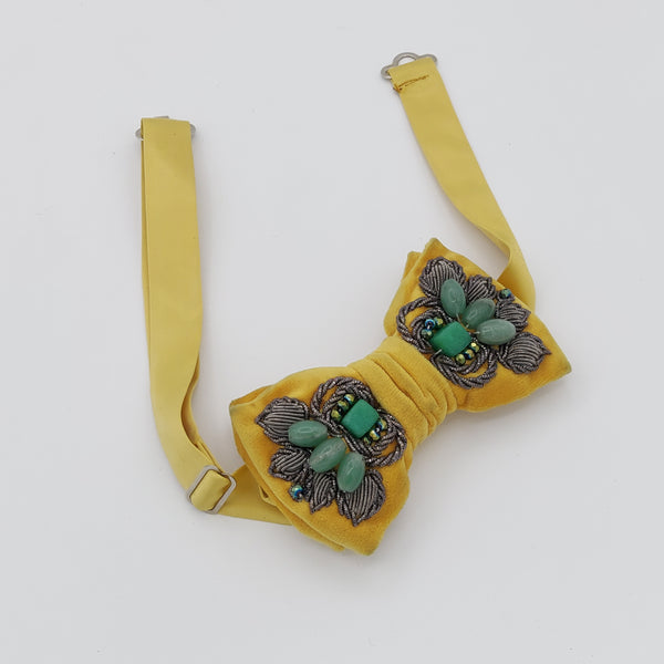 Yellow Nader Classic Bowtie with Jade & Aquamarine