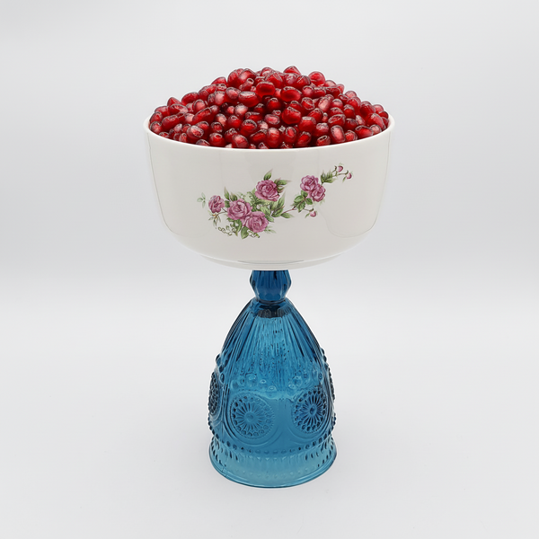 Golesorkhi Deep Bowl With Tall Lapis Glass Stand