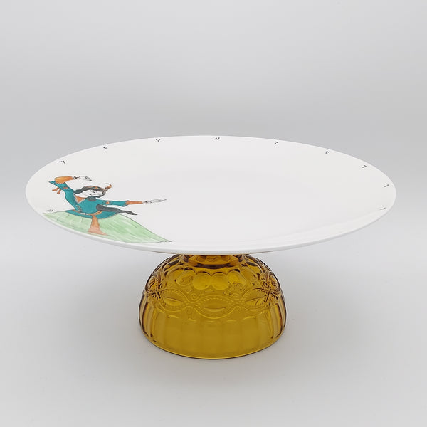 Hand Painted Ghajar Dance Dish with Stand