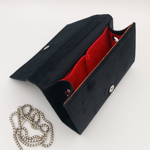 Black Amood Clutch with Aquamarine (Bird & Flower)