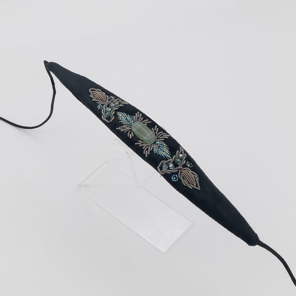 Black Choker with Aquamarine