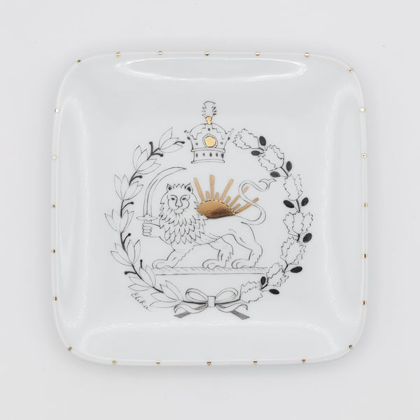 Hand Painted Regal Shir o Khorshid Plate with Gold Touches