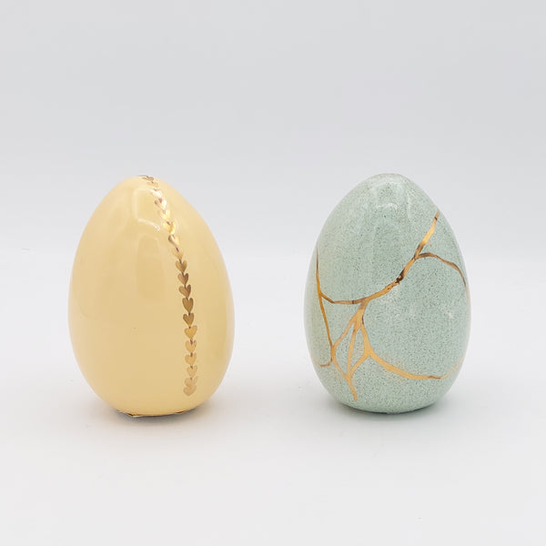 Decorative Gold-Accented Ceramic Egg