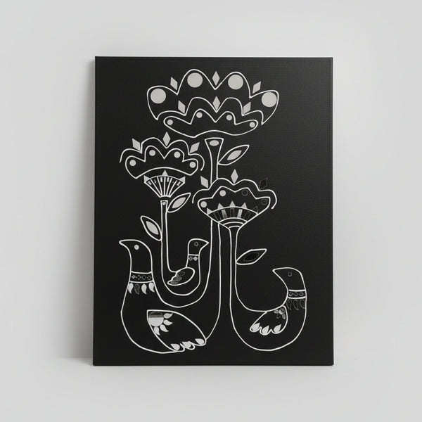 Small Garden Black Lippan Mirror Wall Art