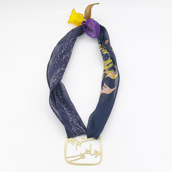 Raha Square Brass & Silk Necklace