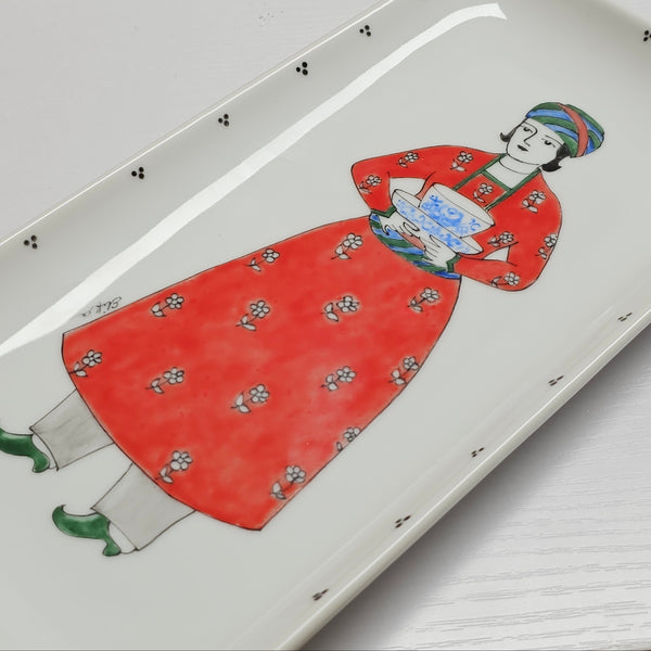 Qajar Man in Red with Bowl in Hand