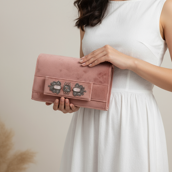 Pink Amood Clutch with Rose Quartz