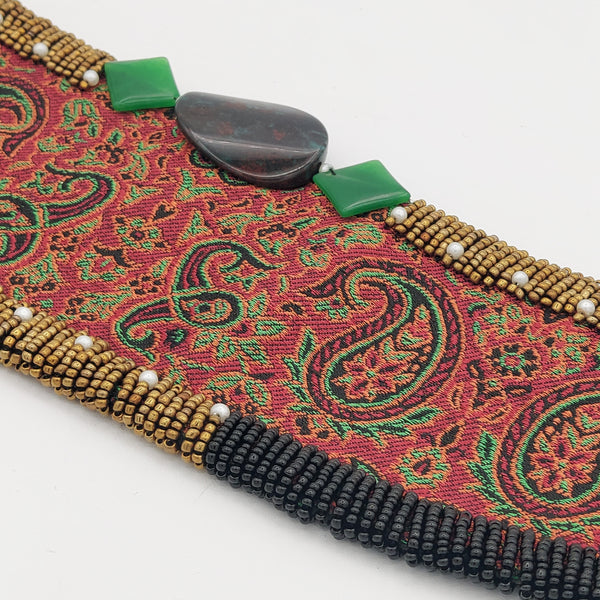 Hand Beaded Termeh Belt with Stone