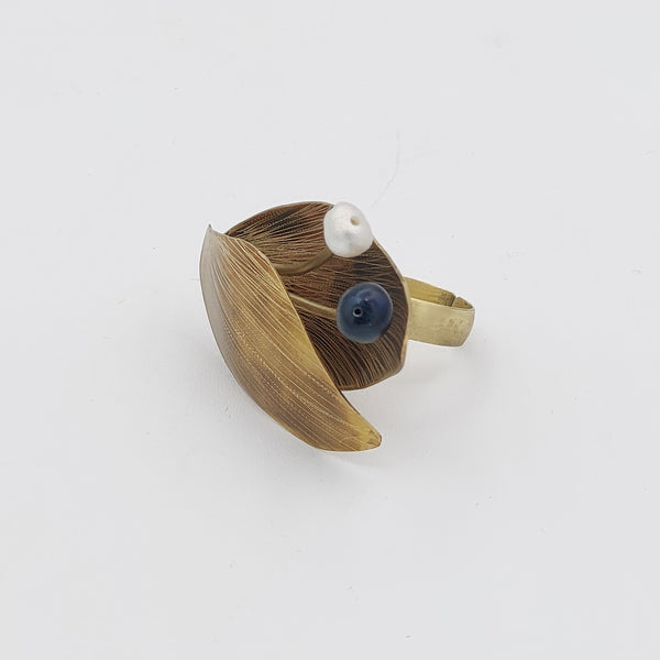 Embrace Brass Ring with Pearls