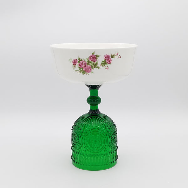 Golesorkhi Shallow Bowl With Tall Green Glass Stand