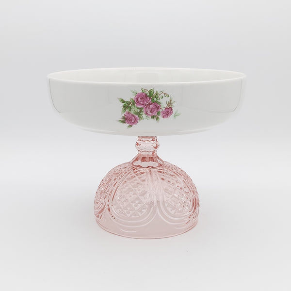Golesorkhi Shallow Bowl With Short Pink Glass Stand