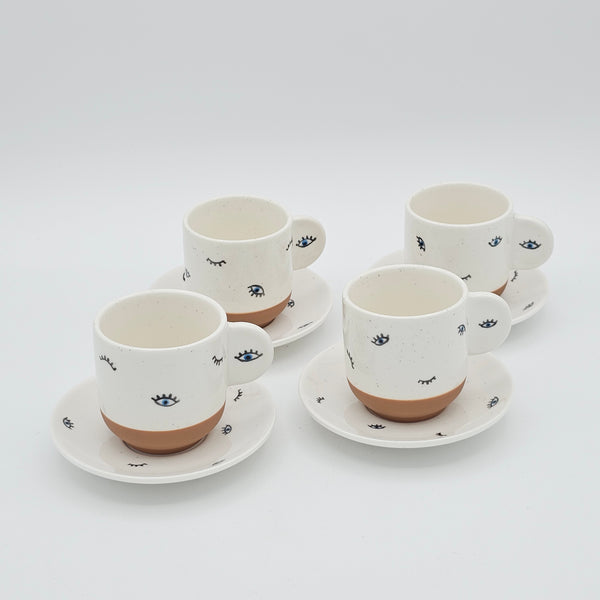Evil Eye Espresso Cup with Saucer (Set of 2)