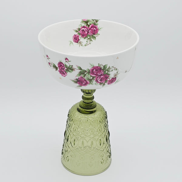 Golesorkhi Bowl With Gold Touches & Green Glass Stand