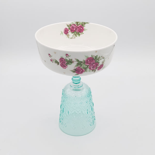 Golesorkhi Bowl With Gold Touches & Turquoise Glass Stand