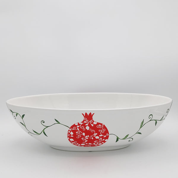 Hand Painted Pomegranate Large Oval Ceramic Bowl