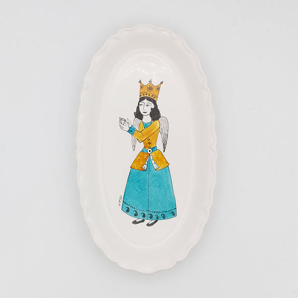 Hand Painted Regal Angel Qajar Lady Dish