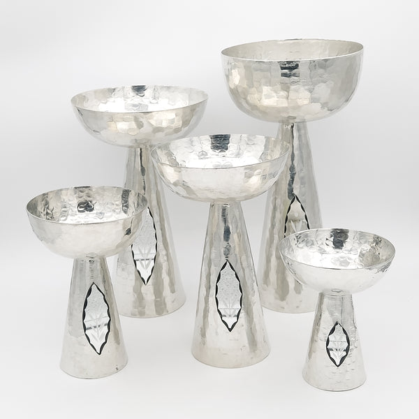 Footed Copper Bowl with Etched Mirror