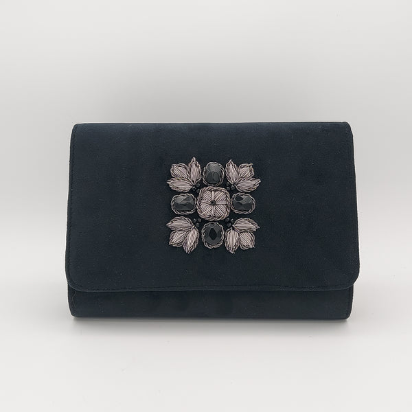 Black Classic Clutch with Onyx & Sermeh