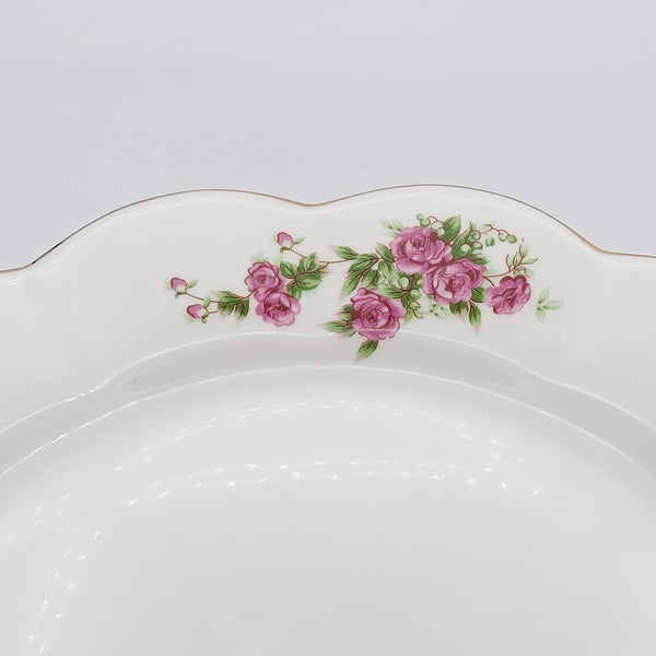 Large Wavy Golesorkhi Plate With Gold Rim & Short Pink Glass Stand