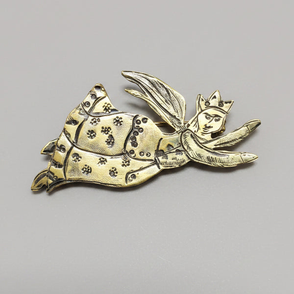 Flying Angel Handmade Brass Brooch