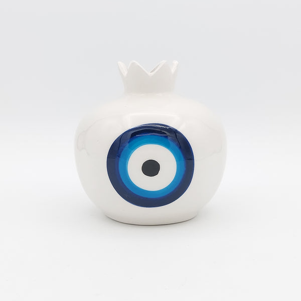 Evil Eye Ceramic Pomegranate with Gold Touches