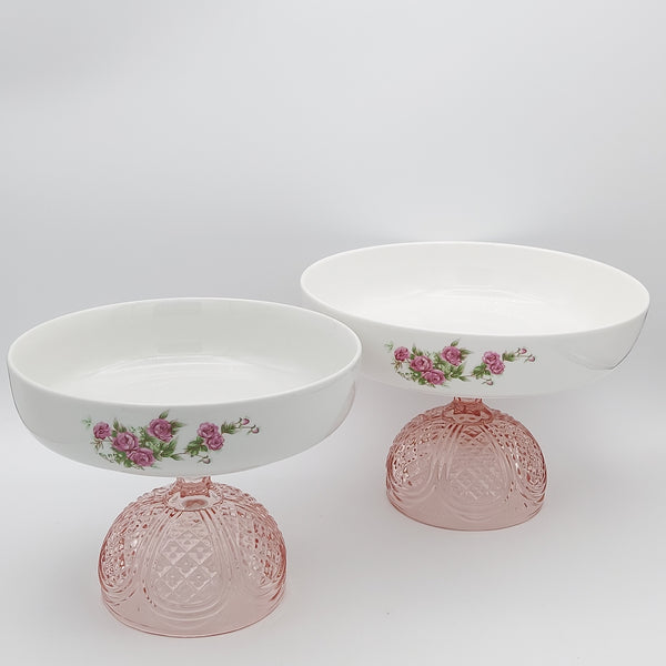 Golesorkhi Shallow Bowl With Short Pink Glass Stand