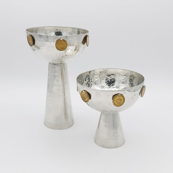 Copper Bowl Adorned with Pahlavi Coins