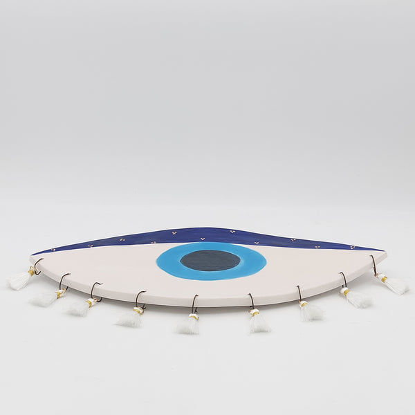 Ceramic Evil Eye with Gold Touches Wall Decor